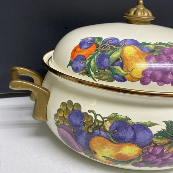 Fissler Asta Lincoware Casserole Dish Cornucopia Fruit Enamelware Dutch Oven - Picture 4 of 17